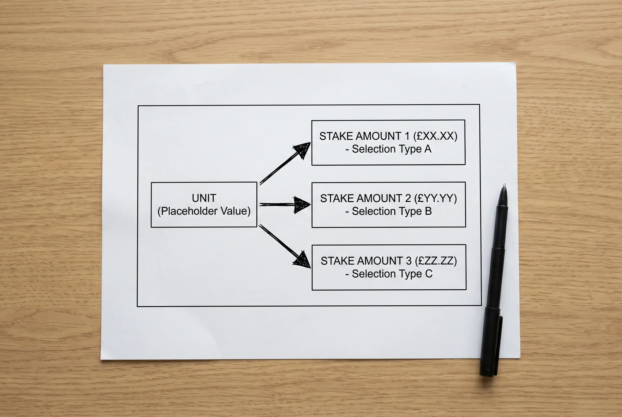 Diagram showing one stake unit on the left expanding into different bet stake amounts on the right for varying UFC selections
